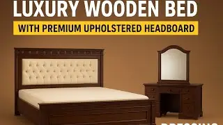 Luxury Wooden Bed with Premium Upholstered Headboard | Royal Design Bedroom Furnitur