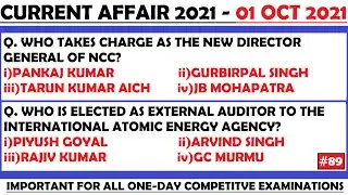 01 Oct 2021 Current Affairs Questions | India & World Current Affairs | Current Affairs 2021 Oct |