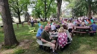 Lehigh Hawktoberfest 2025 drone with Dana, Judith, Stu, and other Class of &lsquo;85 alumni