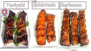 Tres maneras de cocinar costillas. Barbacoa, Teriyaki y achiotada.