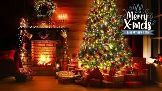 Cozy Fireplace Christmas Melodies - Purring Cat, Winter Wind & Crackling Sounds