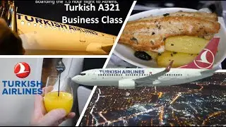 Turkish Airlines Istanbul to Athens Business Class A321 Flight, IST-ATH, Atatürk Airport, at Night