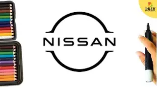 Drawing NISSAN logo with hand || satisfying art