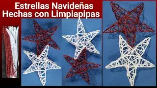 Estrellas de Navidad con limpiapipas