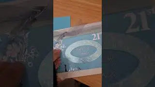 Stunning upcycled foil handmade card, don't mind my feet!