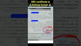 OBC certificate in railway format 🙏🙏 #shorts #railwaygroupd #obc_certificate #viral #tiktok 🔥🔥