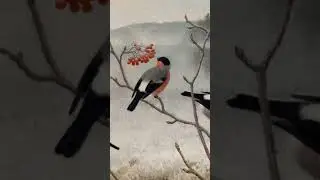 &ldquo;Bullfinches in Winter&rdquo; by Ferdinand von Wright (1891) #shorts