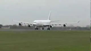 Awesome takeoff A340 from Poznan Lawica!