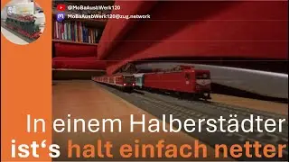 #FensterAuf in #SpurTT: Mintgr&uuml;ne & verkehrsrote Halberst&auml;dter mit BR 143 Tanzm&auml;usen im Einsatz!