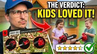 TEGANPLAY Power Garden Tools Set for Kids &ndash; Battery Operated Toy Leaf Blower, Hedge Trimmer & Chains