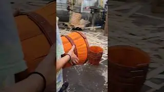 Making Colored Half Bushel Baskets. #greenfieldbasketmanufacturing #woodenbaskets #halfbushel