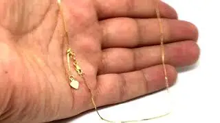10k Yellow Gold Adjustable Box Link Chain Necklace, 0.7mm, 22