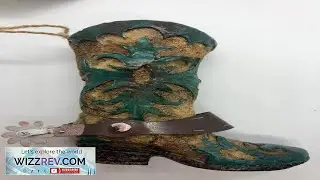 Cowboy Boot with Spur Blue Rust Color Heavy Christmas Ornament Figure Ranch