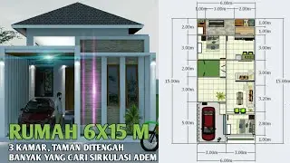 desain rumah minimalis, rumah 6x15 1 lantai | rumah 6x15 3 kamar tidur