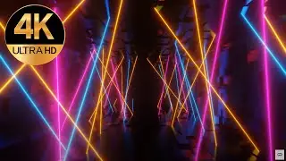 10 Hours TV 4k fast moving Neon lines  Metallic color abstract Video Background loops