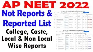 AP NEET 2022  Round 1 Not Reported List  | AP NEET 2022 Phase I Not Reported List @JaipalLande