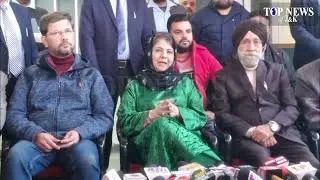 J&K PDP president and Former Chief Minister Mehboob Mufti addressing a press conference in Jammu 