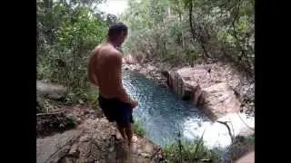 Martin J cliff diving in Finch Hatton. Crazy Estonian