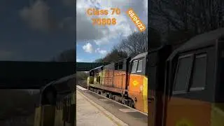 Class 70 70808 colas rail freight train massive clagg start up great sound hatton railway station UK