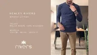Henley Rivers Azul Manga Longa