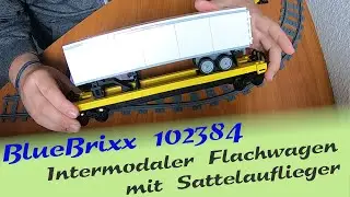 ◄ BLUEBRIXX 102384 ► Intermodaler Flachwagen mit Sattelauflieger - US-Modell 