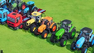Транспортировка грузовика с двойной платформой против трактора. Игра Farming Simulator 22 fs22.