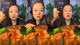 ASMR MUKBANG | Spicy Chili Oil Seafood & Pork Belly + Bitter Gourd | Eating Sounds