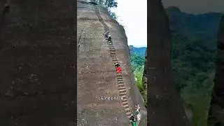 Danxia Mountains Most Dangerous Straight Stair Climbing You will be Amazed - #shorts #DanxiaMountain