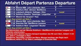 SBB Ansage - Verbindungen in Solothurn + Reisehinweise nach Gen&egrave;ve-A&eacute;roport
