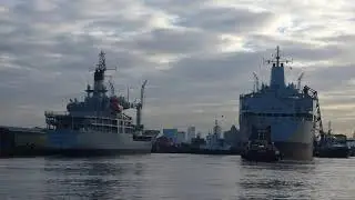 RFA Orangeleaf departs from Birkenhead for the final time