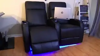 Home Theater Power Recliner Sofa Chairs with USB Charging and LED Lighting