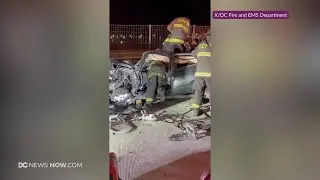 Video shows DC crews on the scene of crash on Anacostia Freeway
