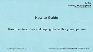 How to create a personal crisis and coping plan with a young person