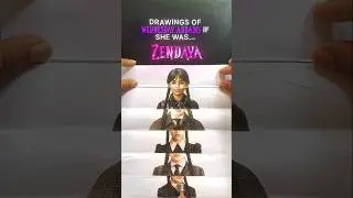 All Faces Of Wednesday Addams as Other Celebrities Drawings  😱🔥