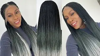 Ombre Micro Knotless Braid Wig | Box Braids Hairstyles | Handmade Braids Wig | UniqueBraidedWigs