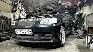 Mazda familia установка спортивных стоек от Subaru.