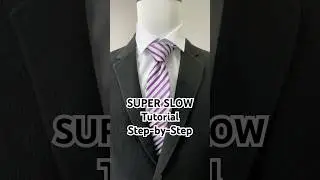 How to Tie a Tie SUPER SLOW (2-Min Tutorial) | Purple Stripes & Black Suit Elegance#windsorKnot
