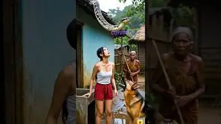 A Dog Saves a Girl From a Giant Snake 😱 | AI Cinematic Short #aivideo #ai #wildlife #shorts