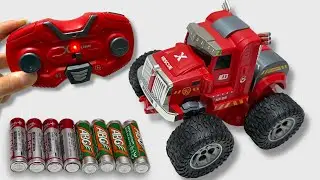 Unboxing Red Optimus Prime Four-wheel Drive RC Car, Autobot Police Car, Gear Excavator, RC Robot Dog