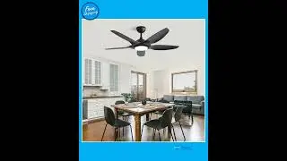 48 Inch Ceiling Fan with Dimmable LED Light and Remote Control, 5 ABS Blades DC Motor Black