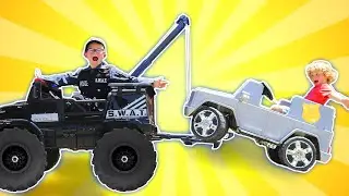 Power Wheels Monster Truck Police Tow Truck | Videos for Kids