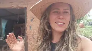 Fazendo as tramas da nossa segunda parede de barro 😍