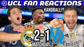 🚨UCL FAN REACTIONS: HANDBALL CHAOS, CARVAJAL RED CARD & MBAPPE BRACE | Real Madrid 2-1 Marseille