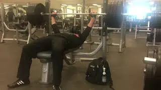 58 yr old man micro pressing 405 for 20 reps.