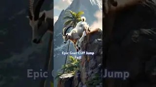Daring Mountain Goat's Cliffside Double Jump in Tropical Paradise