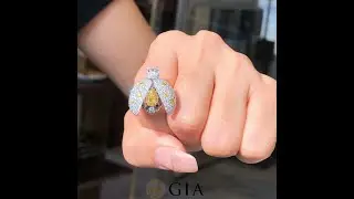Adorable Ladybug Yellow Diamond Ring | POYAS JEWELRY