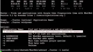 Scanning for web applications with the Hunter addon for WhatWeb [ Demo ]