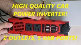 BEST 200W Car Power Inverter DC 12V to 110V AC BYGD Brand 2 AC Outlets 5 USB charger ports REVIEW