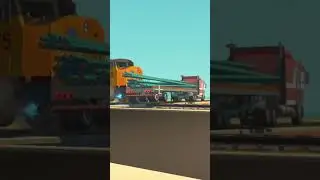 Union Pacific Hits Semi Carrying Pipes! | Scrap Mechanic TVC (64)