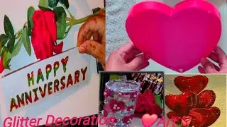 Valentine's Day ❤️Art with Glitter Decoration 🌹Happy Anniversary 💐❤️Gift🥀 #YouTube #viral diy# love